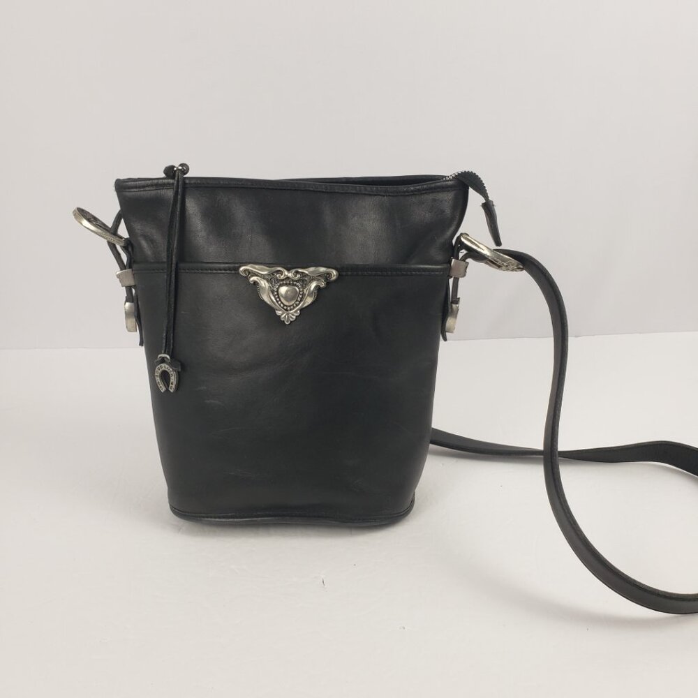 Colini Handbags Black Leather Shoulder Crossbody Bag Horseshoe Bucket Vintage